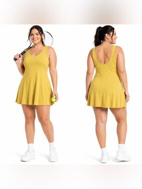 DSG Flounce tennis dress Grounded Yellow new size Large